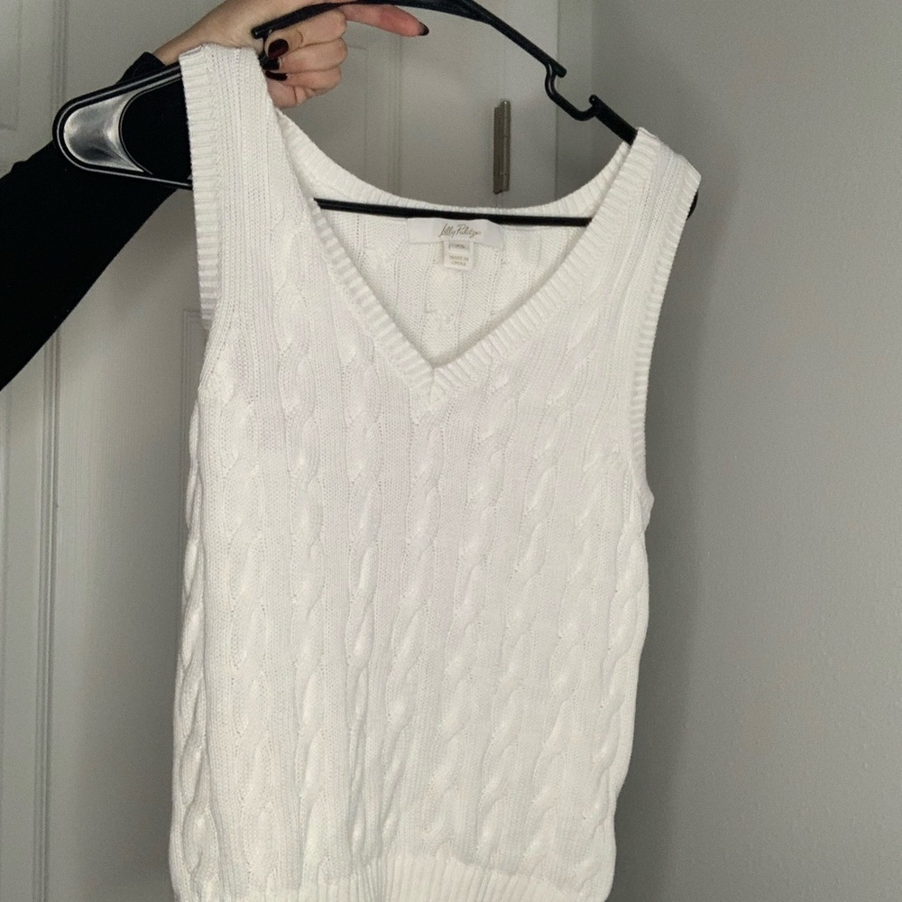 Lilly Pulitzer White Cable Knit Sweater Vest